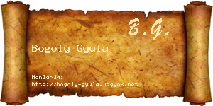 Bogoly Gyula névjegykártya